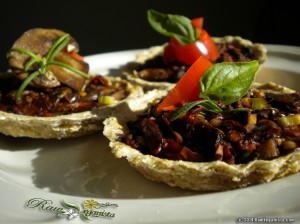 Raw vegan mushroom & sundried tomato tarts