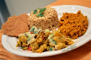 Raw Vegan Curry & Korma Plated w/Raw Oat Biryani