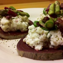 Herbed Almond/Cauliflower Purée on Sliced Beetroot