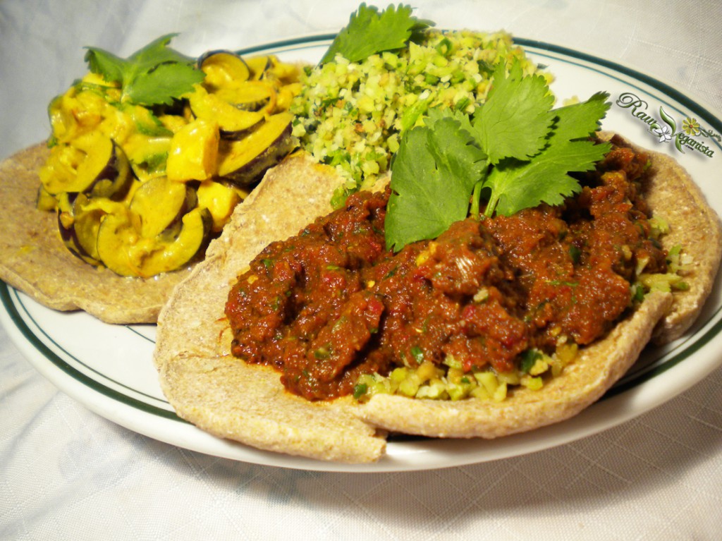 Raw Vegan Korma & Spicy Aubergine Curry